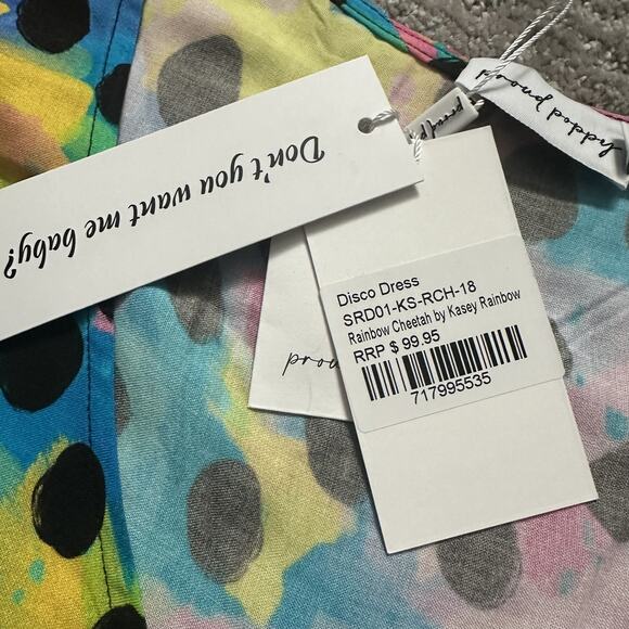 Proud Poppy Disco Dress Womens 14 Kasey Rainbow Colorful Pockets Cheetah Print - Picture 7 of 14